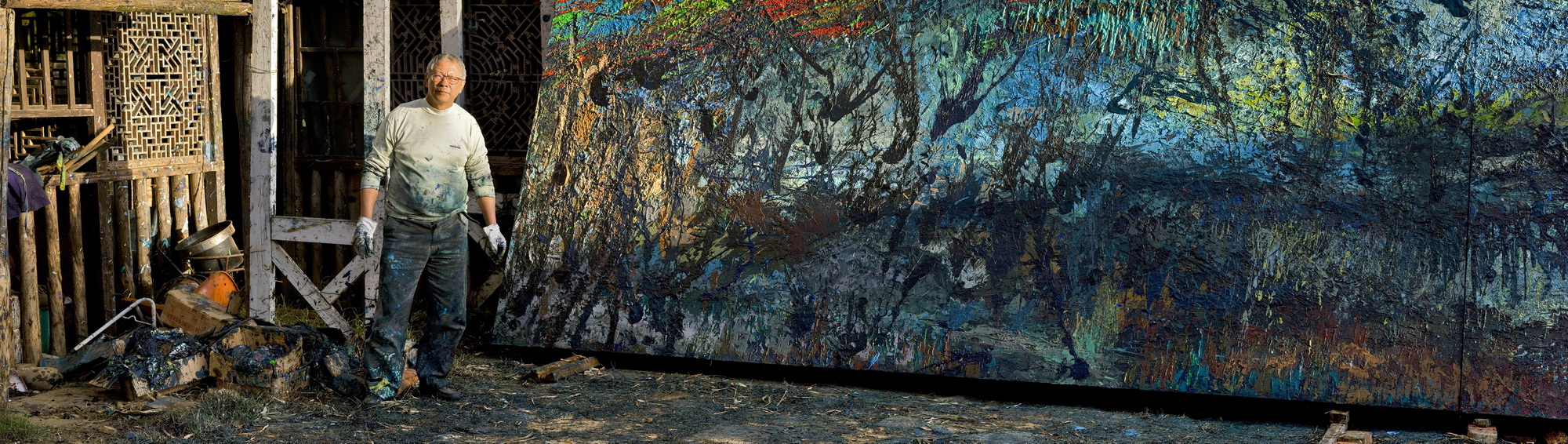 吴训木油画创作现场 / Xunmu Wu painting in his studio
